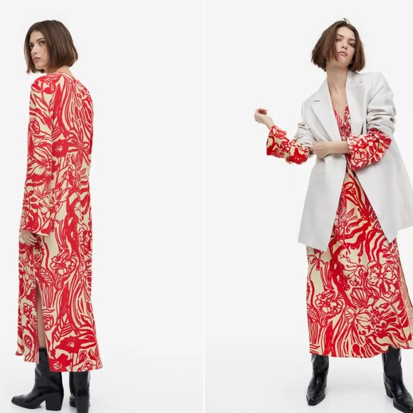 H&M Patterned Tie-detail Dress - Picture 3 of 16